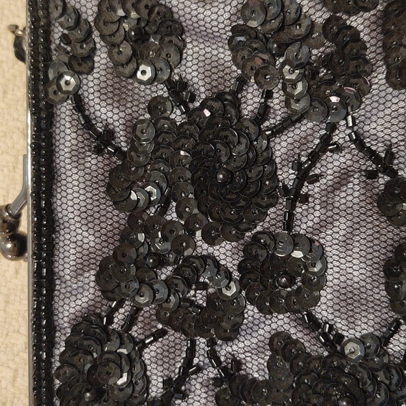 Lancome Black Sequin, beaded fringe purse - Picture 4 of 5